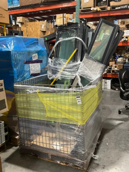 THREE SETS OF BUS FRONT DOORS IN WIRE COLLAPSIBLE CRATE; APPROXIMATELY 47? X 40? X 40?