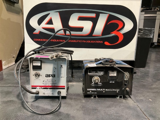 ( 1 ) APA 15765 36V AUTOMATIC BATTERY CHARGER & ( 1 ) QUICK CHARGER SERIES / MULTI BATTERY