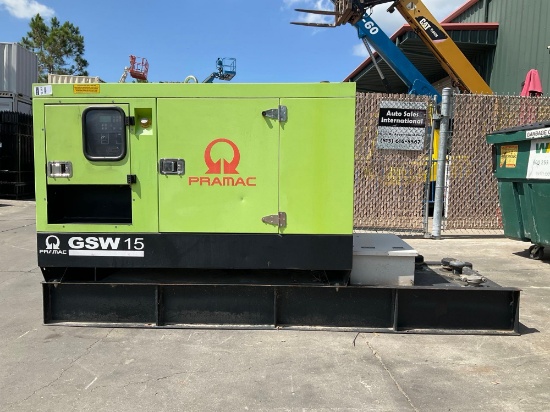 2011 PRAMAC...GSW 15 GENERATOR, DIESEL, STANDBY POWER 13.3 KW, PRIME POWER 12.0 KVA, RATED VOLTS