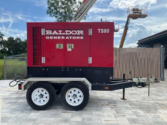 BALDOR TS80 TRAILER MOUNTED DIESEL GENERATOR, 75KVA, 60KW, DUAL AXLE...TRAILER, RUNS & OPERATES