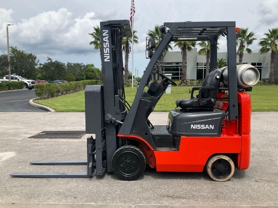 NISSAN FORKLIFT MODEL MCP1F1A18LV, LP POWERED, APPROX MAX CAPACITY 3200LBS, MAX HEIGHT 187in TILT...