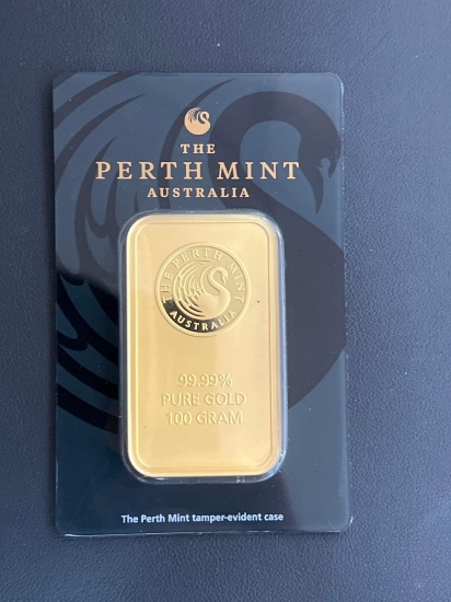 100 GRAM 99.99% PURE GOLD PERTH MINT BAR