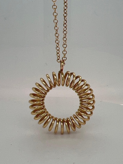 FANCY ITALIAN 14K YELLOW GOLD SPRING WIRE NECKLACE 10.5 GRAMS