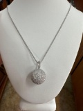 4.40 CT DIAMOND DISCO BALL PENDANT 18K WHITE GOLD