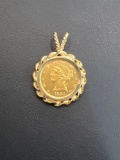1881 $5 GOLD AMERICAN HALF EAGLE COIN in 14K BEZEL