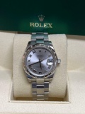 ROLEX DATEJUST 31MM. OYSTERSTEEL, WHITE GOLD AND DIAMOND ORIGINAL BEZEL. SCRAMBLED SERIAL NUMBER.