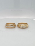 ESTATE MANS DIAMOND BAND RINGS. 14K YELLOW GOLD. 15.1 GRAMS, APPROXIMATELY .75CT DIAMONDS