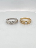 ESTATE MANS DIAMOND RINGS. QTY(2) 14K GOLD. 13.2 GRAMS. APPROXIMATELY .40CT DIAMONDS.
