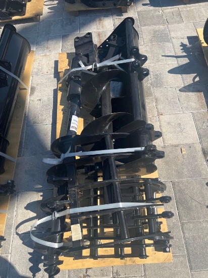 NEW/UNUSED EXCAVATOR ATTACHMENT PACKAGE, QTY 8) PIECES INCLUDE RAKE, RIPPER, GRABER, ASSORTED BUC...
