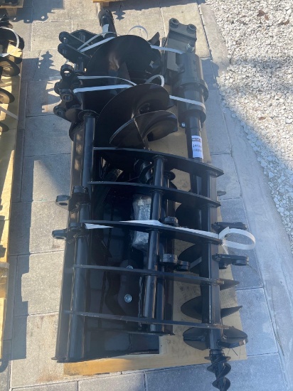 NEW/UNUSED EXCAVATOR ATTACHMENT PACKAGE, QTY 8) PIECES INCLUDE RAKE, RIPPER, GRABER, ASSORTED BUC...