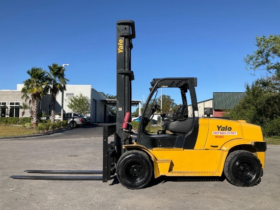 YALE FORKLIFT MODEL GLP190VXNCUV137, ,DIESEL, APPROX MAX CAPACITY 17,050LBS, MAX HEIGHT 179in, TI...