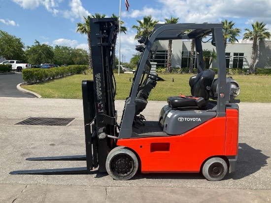 2019 TOYOTA FORKLIFT MODEL 8FGCU15, LP POWERED, APPROX MAX CAPACITY 3,000 LBS