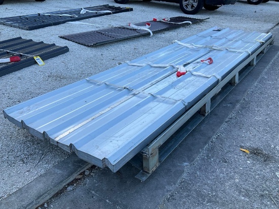 ( 1 ) STACK OF UNUSED METAL ROOF PANELS, APPROX 12FT L x 3FT W , APPROX 70 PANELS IN STACK, METAL...