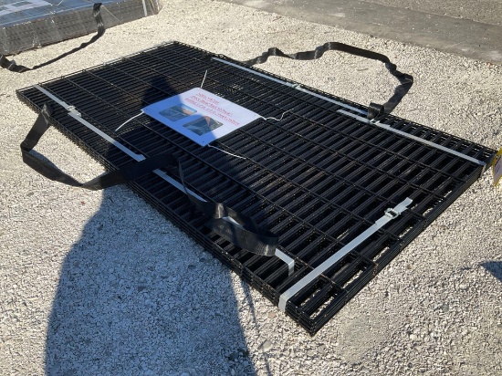UNUSED METAL RAIL , APPROX 36in T x 72in W,... APPROX QTY 10, WELDED 1.2in X 4in MESH PATTERN