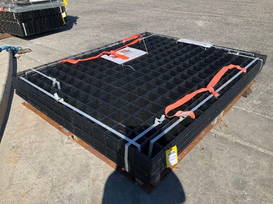 UNUSED METAL RAIL , APPROX 60in T x 72in W,... APPROX QTY 40, WELDED 4in x 4in MESH PATTERN...