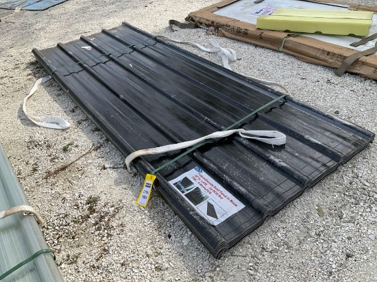 ( 1 ) STACK OF UNUSED POLYCARBONATE ROOF PANELS IN CLEAR, APPROX 35in X 8FT , APPROX 30 PANELS IN...