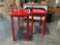 ( 2 ) RED TABLES APPROXIMATELY 29 IN X 16 IN X 34 IN