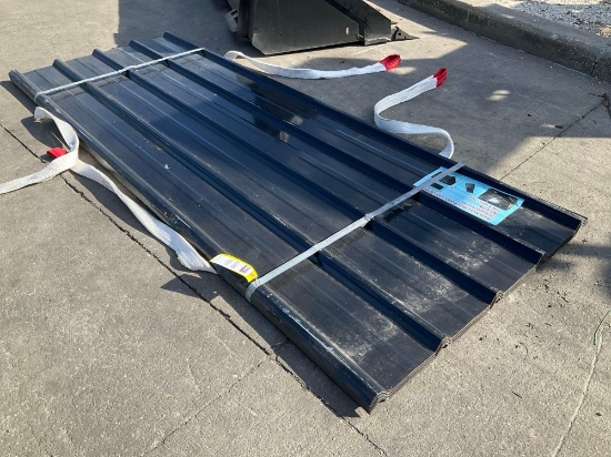 ( 1 ) STACK OF UNUSED METAL ROOF PANELS, APPROX 8FT L x 3FT W , APPROX QTY 30 PANELS...