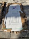 UNUSED STEEL SECURITY DOOR WITH FRAME AND HARDWARE, APPROX 6.89FT H x 3.38FT W