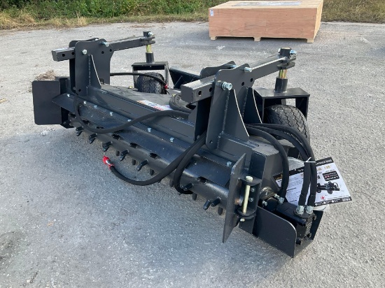 UNUSED 2024 LANDHONOR 72in POWER RAKE ATTACHMENT MODEL PR-12-72W FOR UNIVERSAL SKID STEER