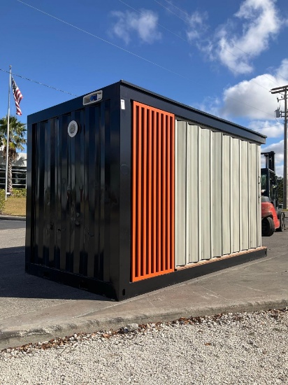UNUSED INDUSTRIAL 13FT CONTAINER OFFICE, APPROX 13FT L x 7FT W x 94in...T, SOFA / DESK