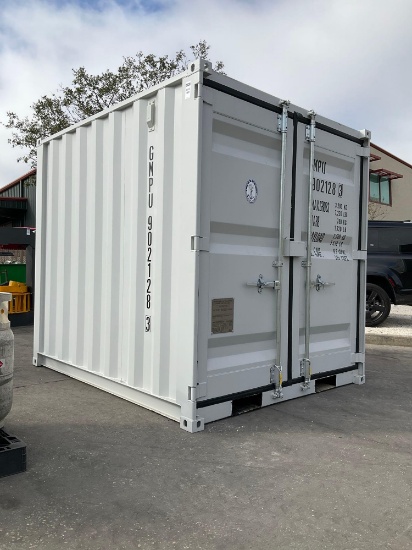 2024...8FT OFFICE / STORAGE CONTAINER, FORK POCKETS WITH SIDE DOOR ENTRANCE & SIDE WINDOW, APPROX...