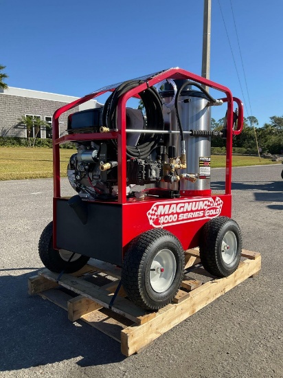 UNUSED 2024 MAGNUM 4000 SERIES GOLD HOT WATER PRESSURE WASHER,DIESEL GAS POWER, ELECTRIC START,