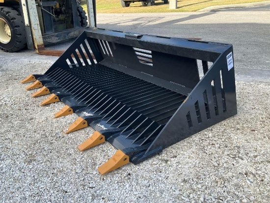 UNUSED 2023 LANDHONOR 72in ROCK BUCKET ATTACHMENT MODEL RB-14-72W FOR UNIVERSAL SKID STEER... ( P...