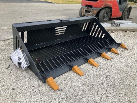 UNUSED 2023 LANDHONOR 66in ROCK BUCKET ATTACHMENT MODEL RB-14-66W FOR UNIVERSAL SKID STEER...( PL...