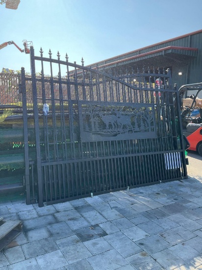 ( 1 ) SET OF UNUSED ALLMETAL...7FT X 20FT METAL FARM DRIVEWAY BI PARTING...GATES, GALVANIZED / PO...
