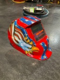 UNUSED AUTO DARKENING AMERICAN EAGLE RED WELDING FULL FACE SHIELD / HELMET
