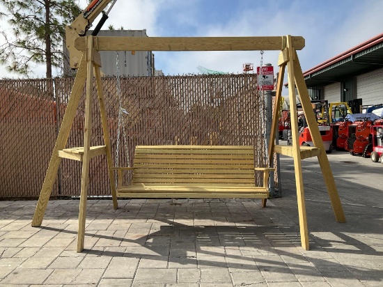ADIRONDACK HANGINGBENCH WITH FRAME , APPROX 135in W x 60in L x 80in T