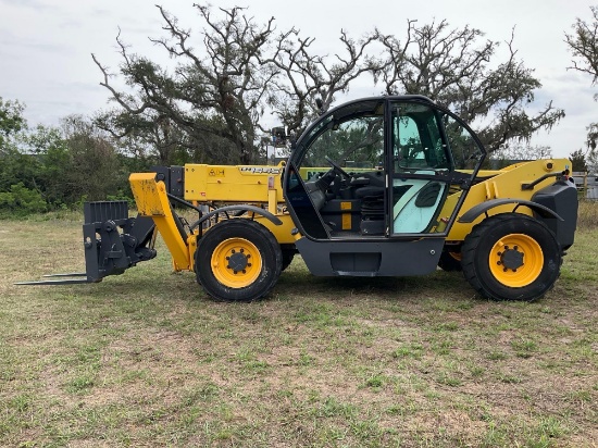 NEW HOLLAND TELEHANDLER MODEL LM1445; DIESEL POWERED; ENCLOSED CAB, APPROX LIFT HEIGHT 44 FT; APP...