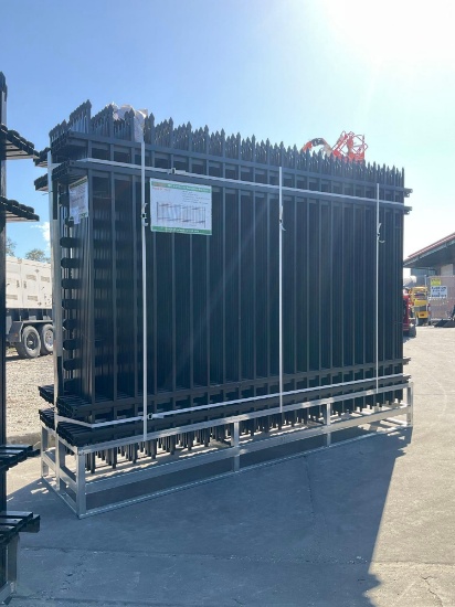 UNUSED ALLMETAL 10FT X 7FT POWDER COATED STEELSITE FENCE MODEL K0710-24,4-RAIL STYLE, APPROX 24PCS
