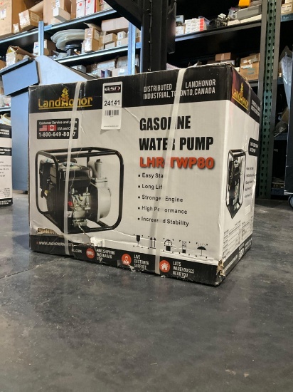 UNUSED LANDHONOR 3in SEMI-TRASH WATER PUMP MODEL LHR-TWP80, GAS POWERED