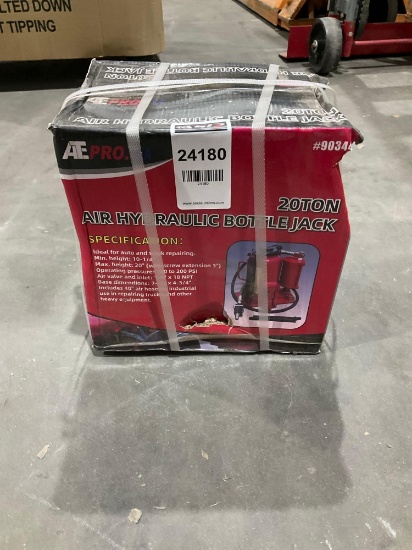 UNUSED ATE PRO USA 20 TON AIR HYDRAULIC BOTTLE JACK, APPROX 44,000LBS MAX CAPACITY