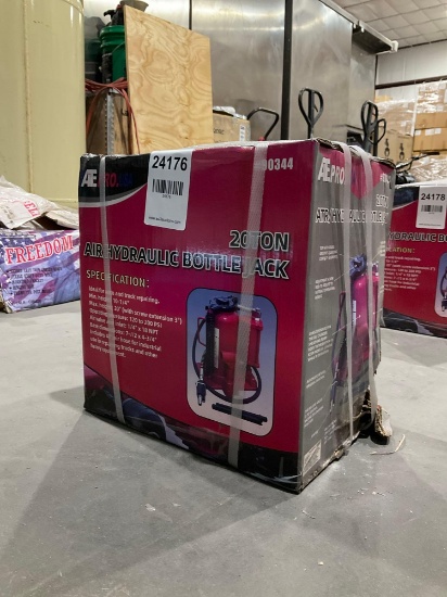 UNUSED ATE PRO USA 20 TON AIR HYDRAULIC BOTTLE JACK, APPROX 44,000LBS MAX CAPACITY