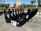 ( 1 ) UNUSED 2024 GIYI CURVED WOOD GRABBER ATTACHMENT MODEL GY-CWG72 FOR SKID STEER, APPROX 72in