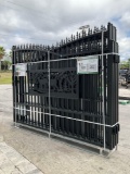 ( 1 ) SET UNUSED ALLMETAL 7FT x 20FT METAL FARM DRIVEWAY GATE MODEL K0720, DEER MOTIF STYLE,2