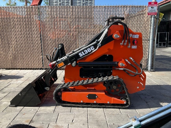 UNUSED 2024 SDLOOL SKID STEER LOADER MODEL SL36C, GAS POWERED, ELECTRIC START, RUBBER TRACKS, BUC...