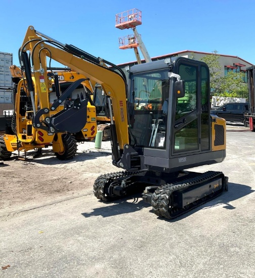 UNUSED 2025 AGT EXCAVATOR MODEL MY50R, GAS POWERED, ENCLOSED CAB, RUBBER TRACKS, BUCKET WITH TEET...