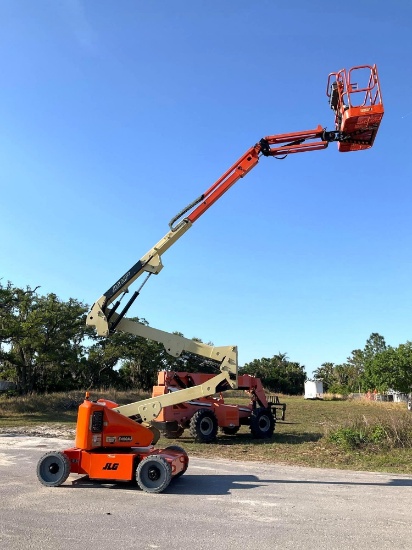 2015JLG ARTICULATING BOOM LIFT MODEL E450AJ, ELECTRIC POWERED, 360 DEGREE SWING, APPROX MAX PLATFOR