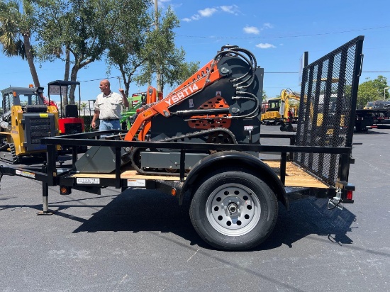2024 AGT MINI SKID STEER LOADER MODEL YSRT14, GAS POWERED, RUBBER TRACKS & TRAILER
