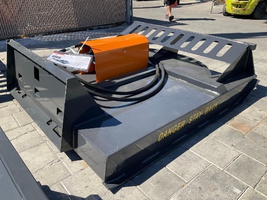 UNUSED 2025 WOLVERINE BRUSH CUTTER ATTACHMENT MODEL BC-13-72W FOR UNIVERSAL SKID STEER, APPROX 72in