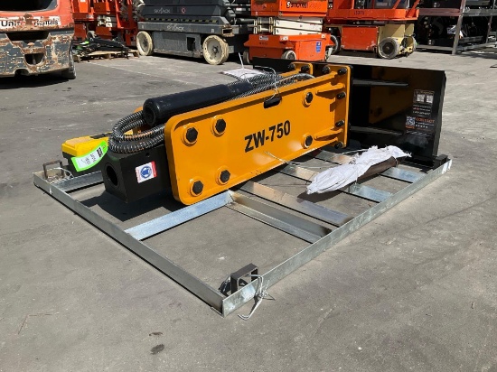 UNUSED 2025 WOLVERINE CONCRETE HYDRAULIC BREAKER ATTACHMENT MODEL CB-11-750F FOR UNIVERSAL SKID