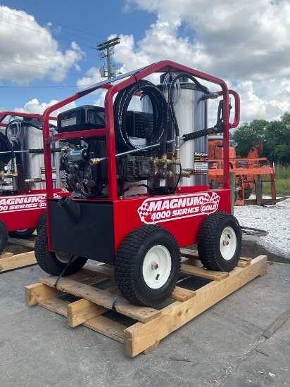 UNUSED 2024 MAGNUM 4000 SERIES GOLD HOT WATER PRESSURE WASHER,DIESEL GAS POWER, ELECTRIC START,