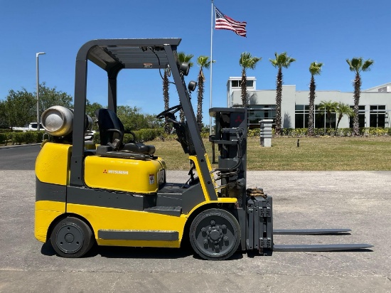 MITSUBISHI FORKLIFT MODEL FGC25K, LP POWER, APPROX MAX CAPACITY 4600LBS , TILT, SIDE SHIFT