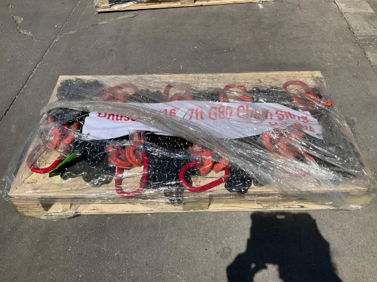 UNUSED LANDHONOR 5/16 7FT DOUBLE LEGS LIFTING CHAIN SLINGS MODEL LHR-G80, ( 8 ) PCS
