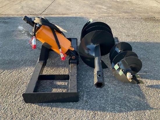 UNUSED 2025 AUGER DRIVE & BIT ATTACHMENT MODEL ADB-13-1218R FOR UNIVERSAL SKID STEER, 12in & 18in...