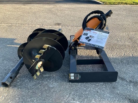 UNUSED 2025 AUGER DRIVE & BIT ATTACHMENT MODEL ADB-13-1218R FOR UNIVERSAL SKID STEER, 12in & 18in...